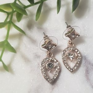 Rose Gold and Clear Rhinestone Stud Earrings